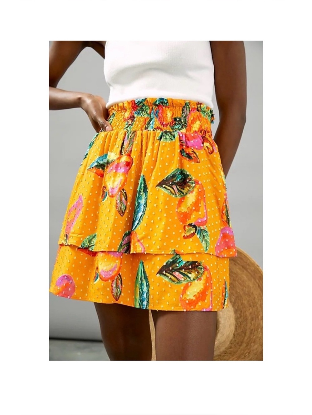 Farm Rio Savana Tiered Frut Mini Skirt Floral print